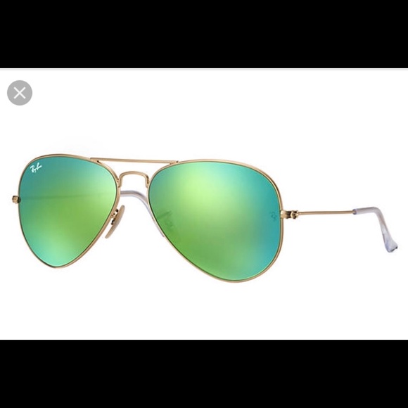 Green aviator raybans main image 5